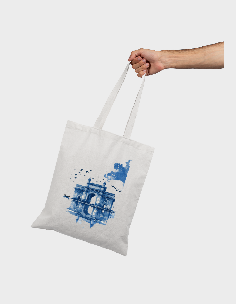 Blue Monument Art Zipper Tote Bag