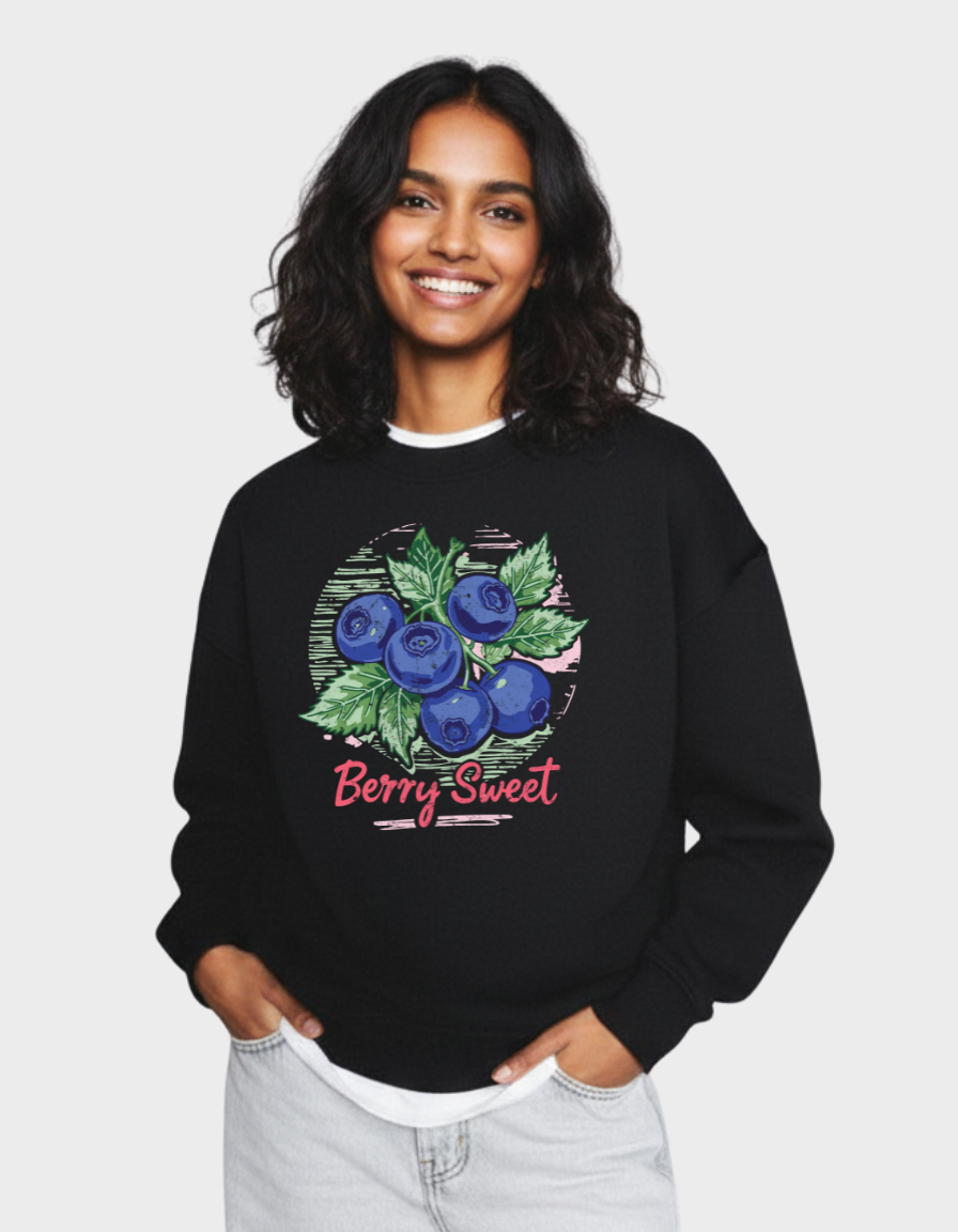Berry Sweet Sweatshirt – Cute Blueberry Graphic for Cozy Fruit Aesthetics