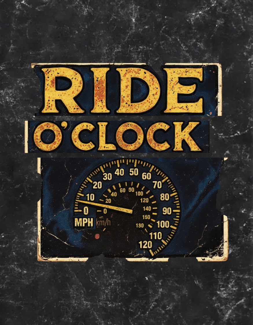 Ride O'Clock Unisex Acid Washed Oversized Tee artwork