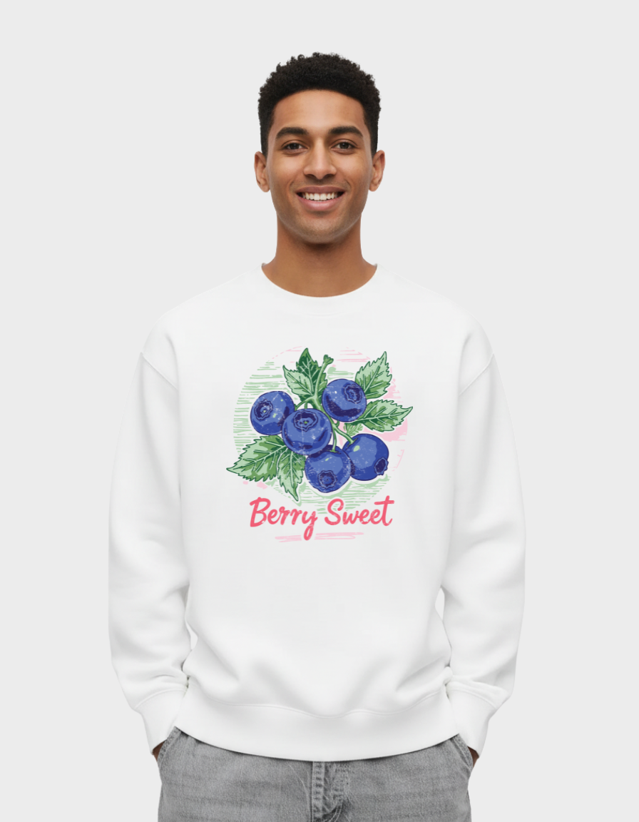 Berry Sweet Sweatshirt – Cute Blueberry Graphic for Cozy Fruit Aesthetics