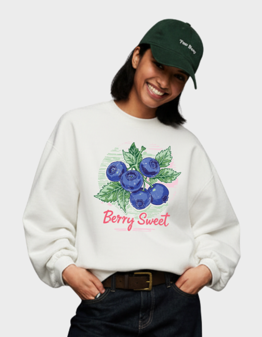 Berry Sweet Sweatshirt – Cute Blueberry Graphic for Cozy Fruit Aesthetics