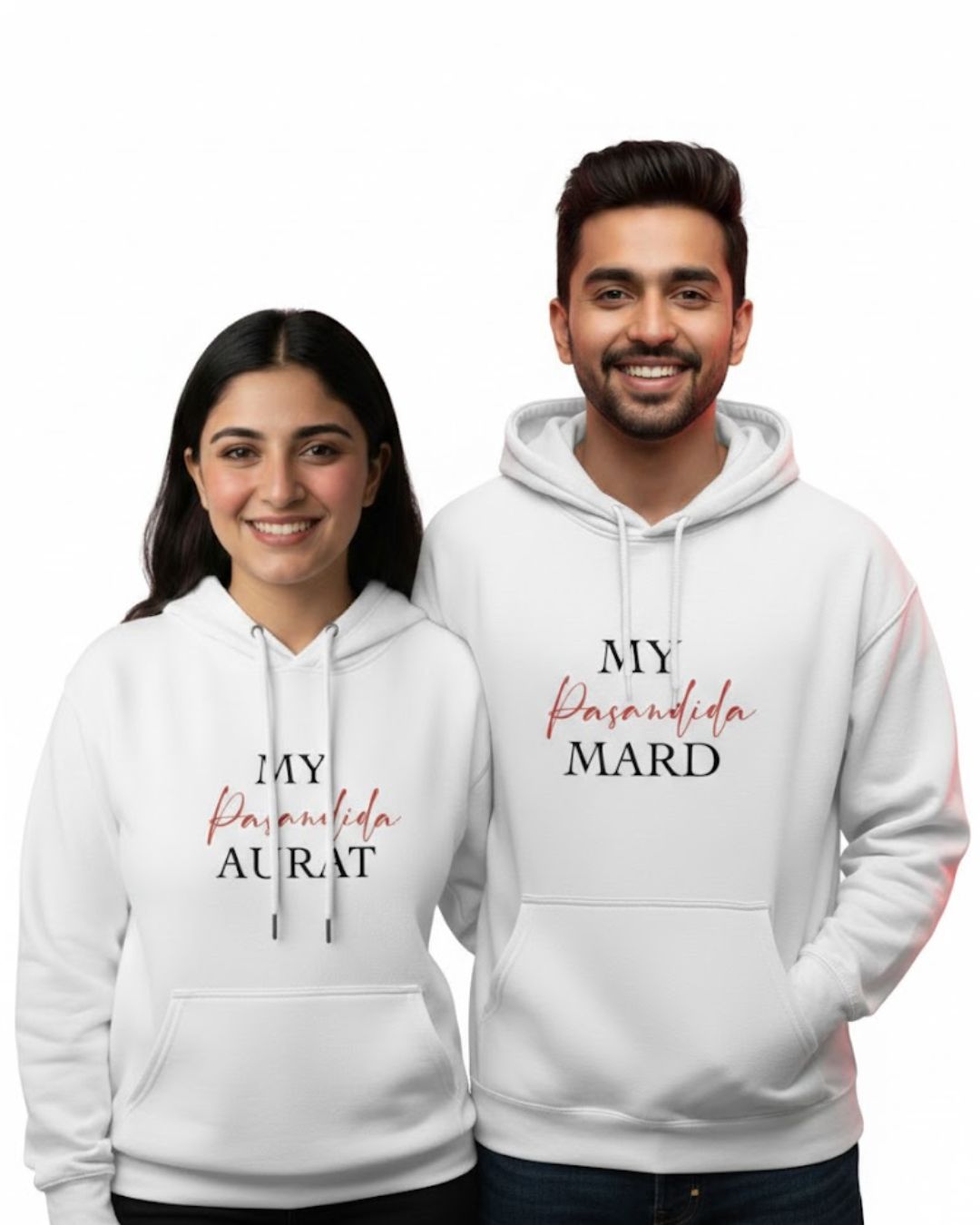 Couple wearing Perfect Couple oversized hoodie in cozy Valentine couple goals outfit