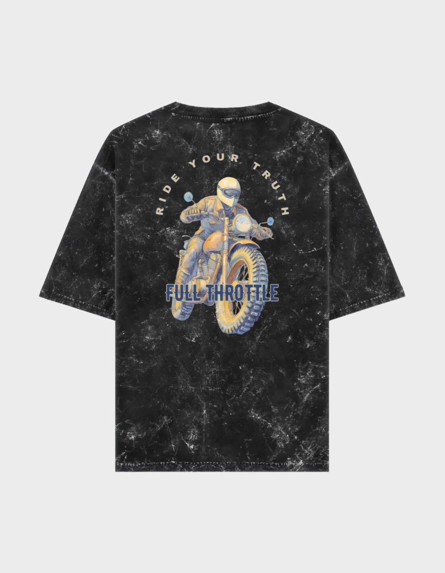 Full Throttle Unisex Acid Washed Oversized Tee