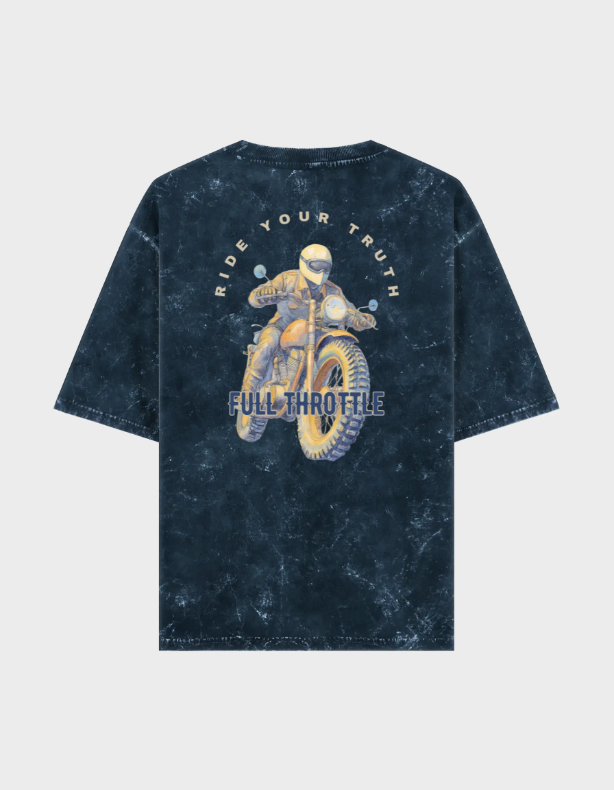 Full Throttle Unisex Acid Washed Oversized Tee