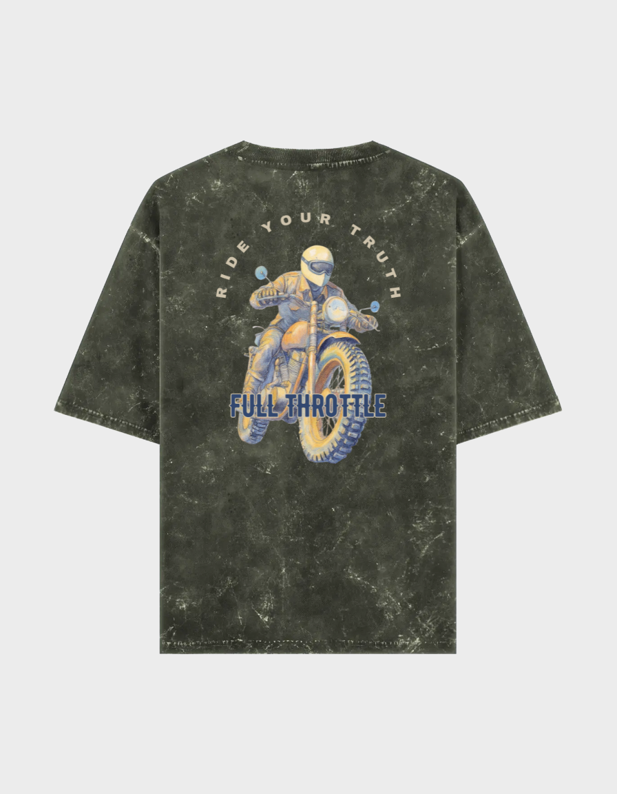 Full Throttle Unisex Acid Washed Oversized Tee