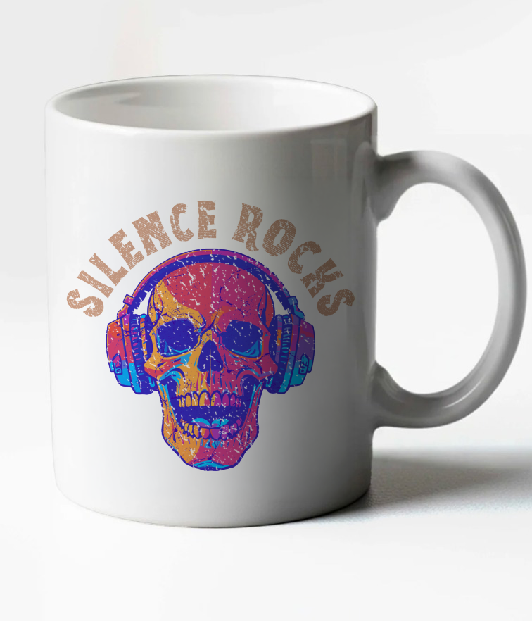 Silence Rocks White Coffee Mug 11 Oz