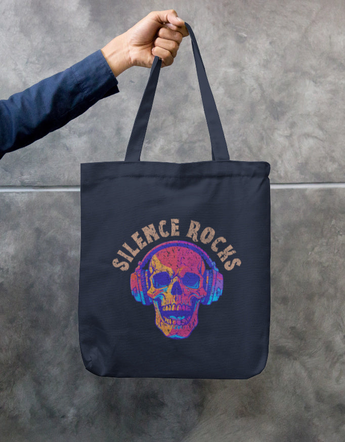 Silence Rocks Tote Bag Zipper
