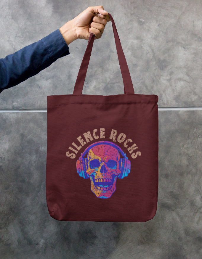 Silence Rocks Tote Bag Zipper