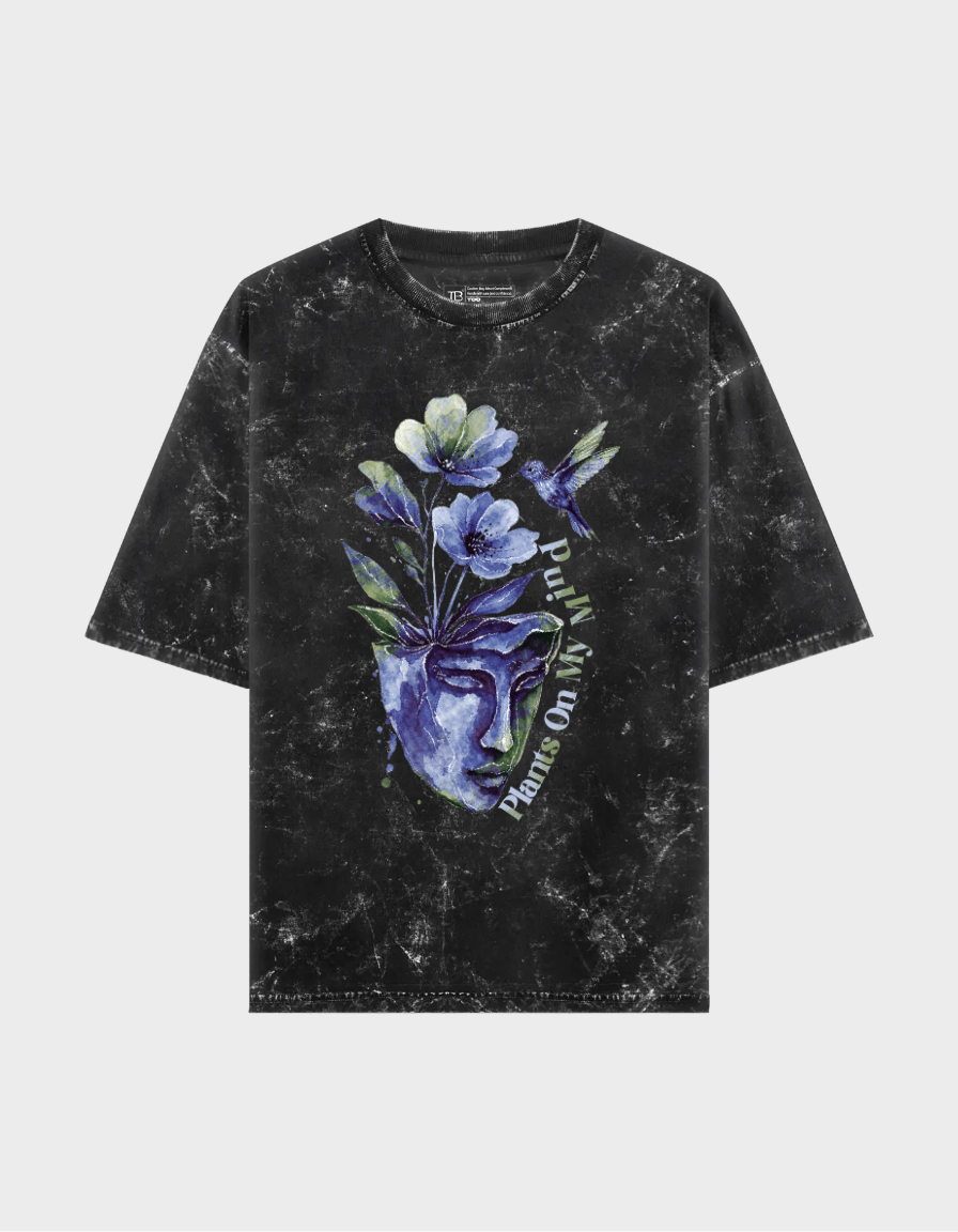 Plants on my Mind-Unisex Acid Washed Oversized Tee