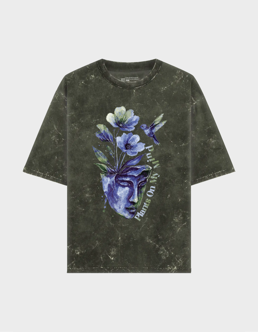 Plants on my Mind-Unisex Acid Washed Oversized Tee