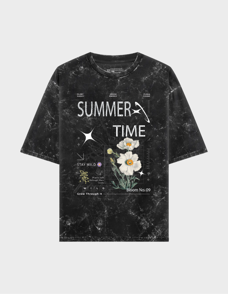Summer Time-Unisex Acid Washed Oversized Tee