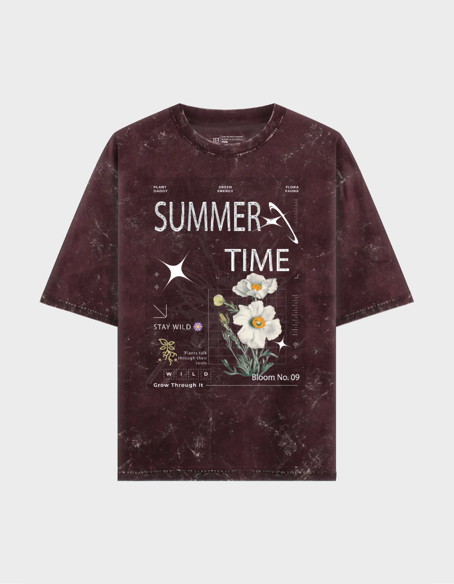 Summer Time-Unisex Acid Washed Oversized Tee