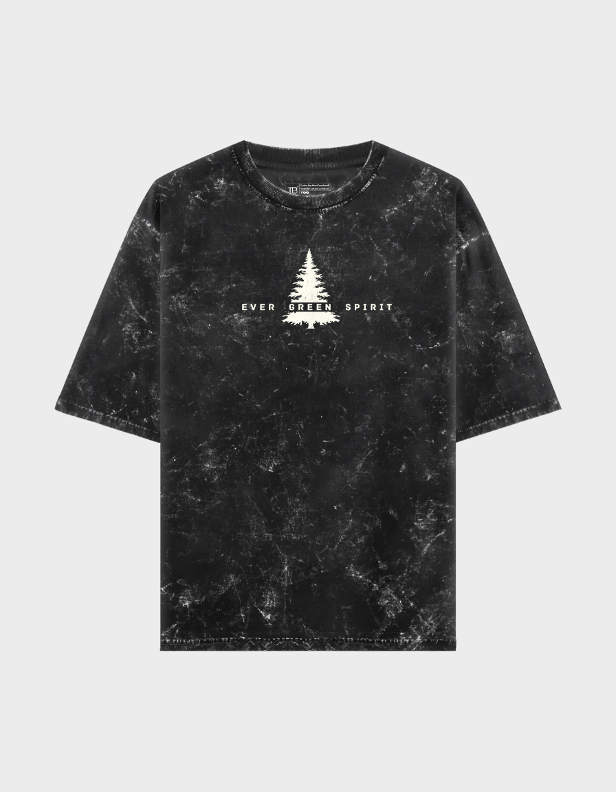 Evergreen Unisex Acid Washed Oversized Tee