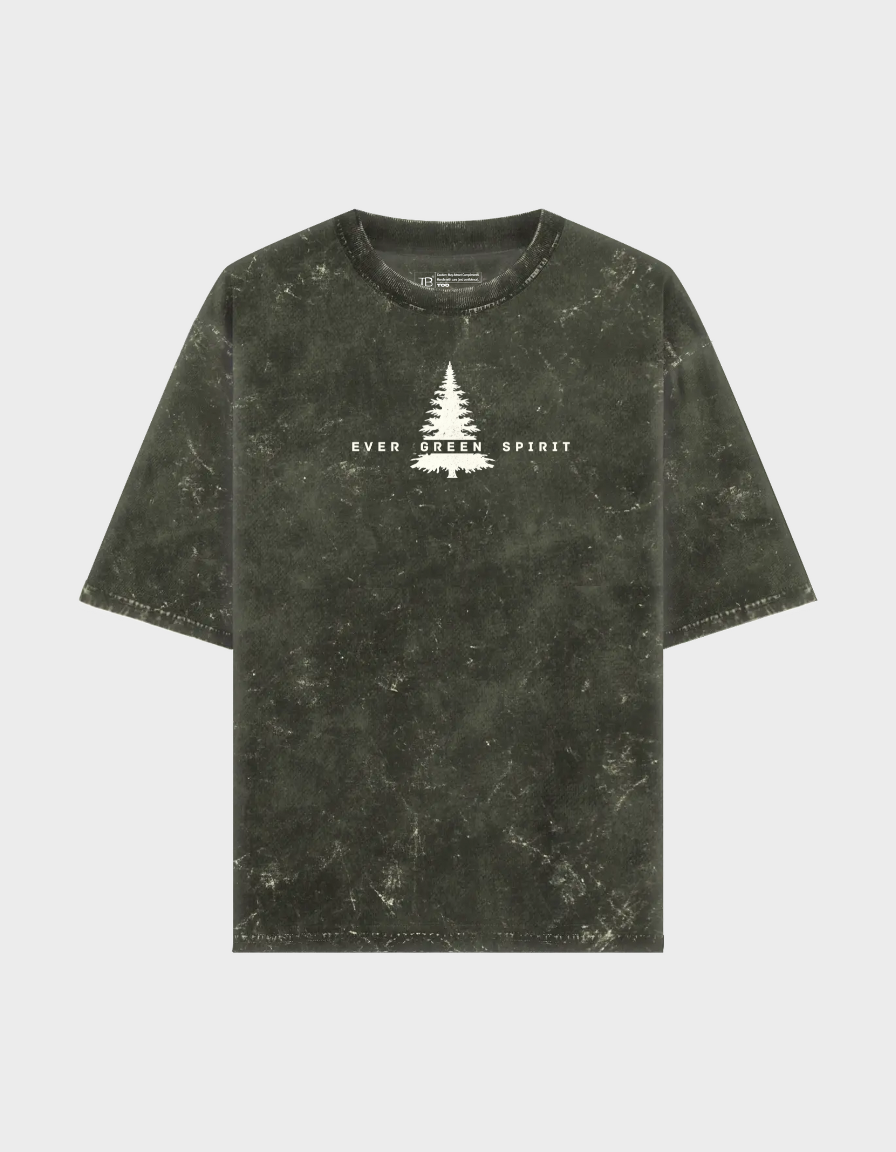 Evergreen Unisex Acid Washed Oversized Tee
