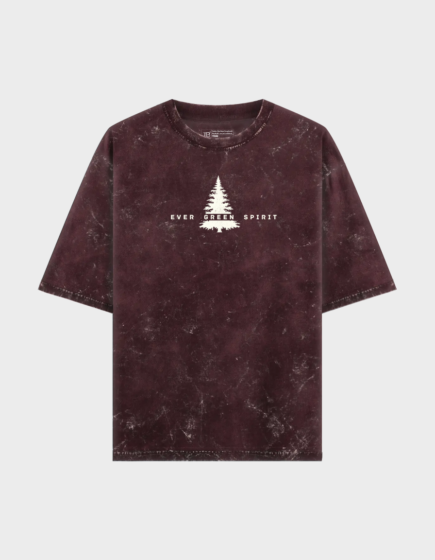 Evergreen Unisex Acid Washed Oversized Tee