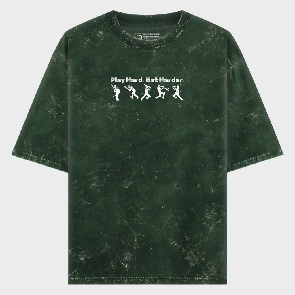 Play Hard Bat Harder-Unisex Acid Washed Tee