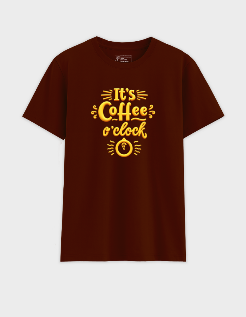 Coffee o'clock Unisex Cotton Graphic Tshirt