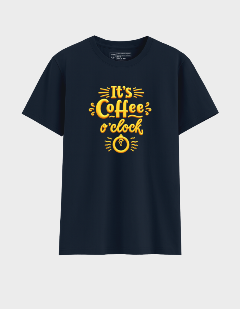 Coffee o'clock Unisex Cotton Graphic Tshirt