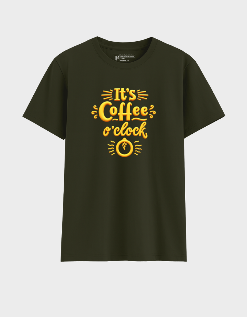 Coffee o'clock Unisex Cotton Graphic Tshirt