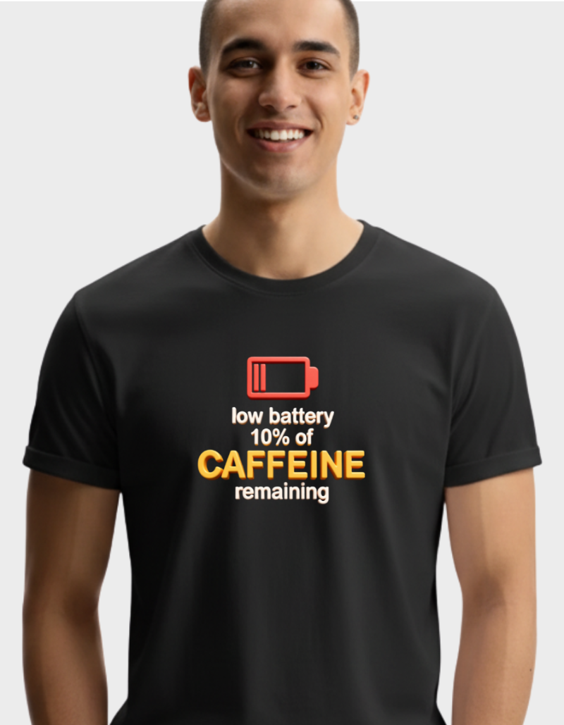 Caffeine Recharge Unisex  Cotton Graphic Tshirt