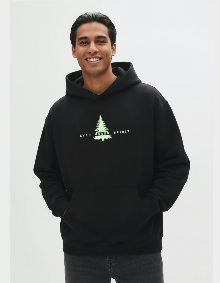 Evergreen Unisex Oversized  Brushed Fleece Hoodie