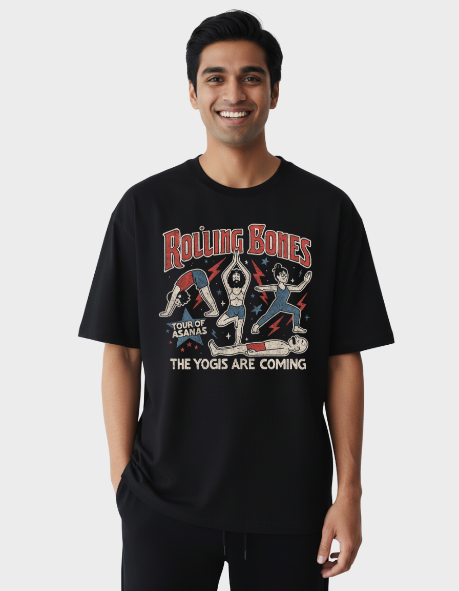 Rolling Bones Unisex Oversized  Cotton Graphic Tshirt