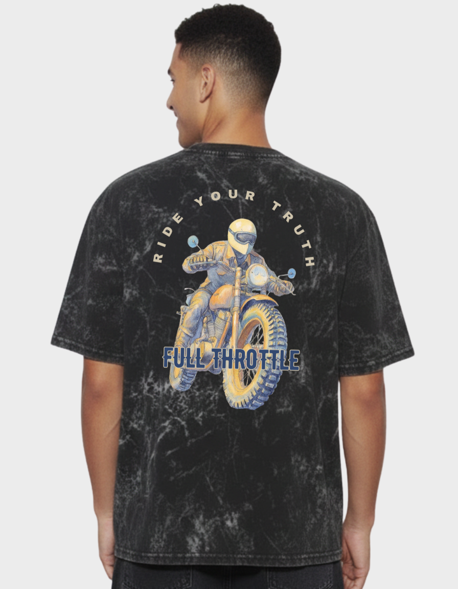Full Throttle Unisex Acid Washed Oversized Tee