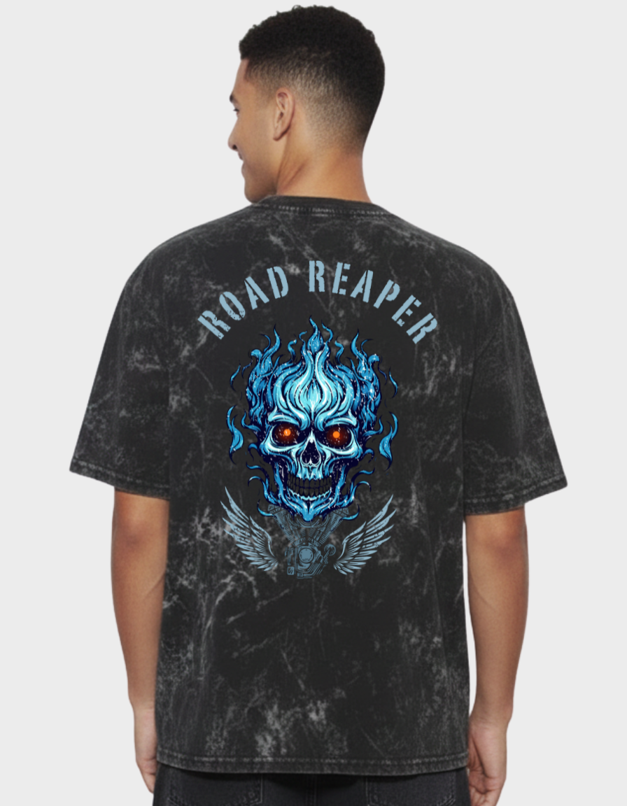 Road Reaper Unisex Acid Washed Oversized Tee