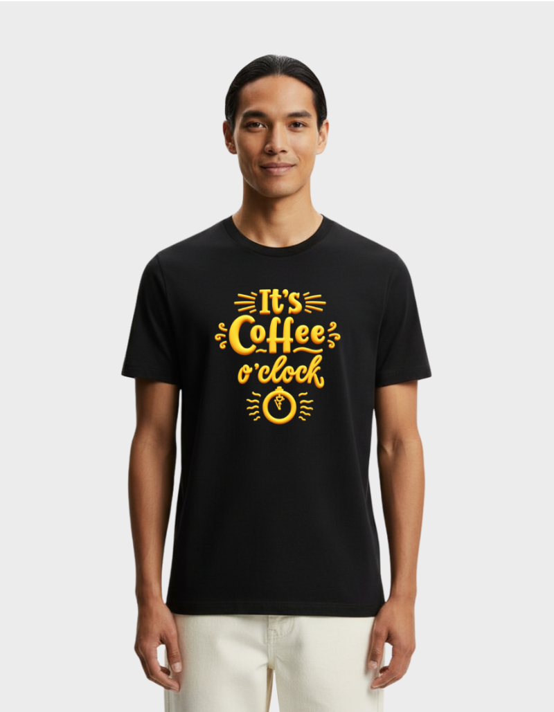 Coffee o'clock Unisex Cotton Graphic Tshirt