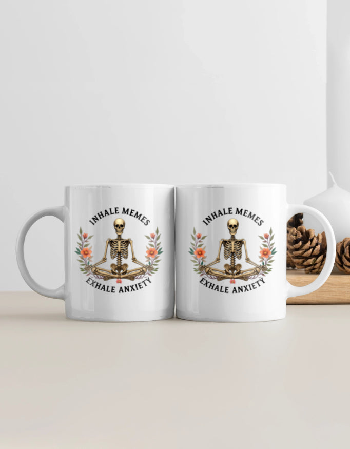 Inhale Exhale White Coffee Mug