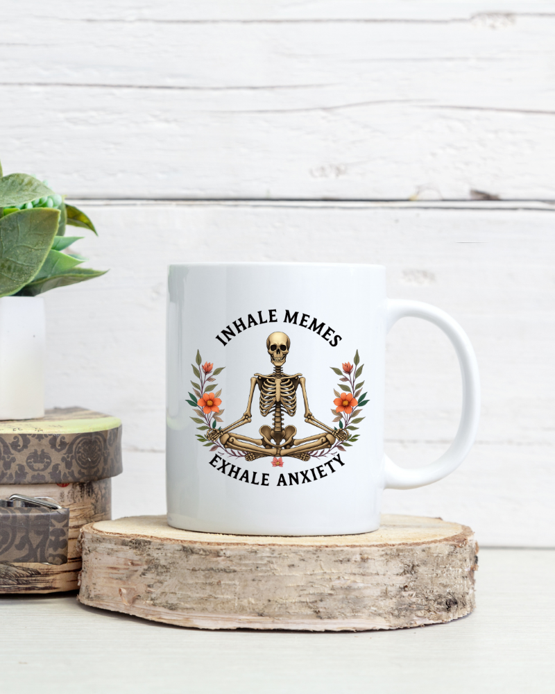 Inhale Exhale White Coffee Mug