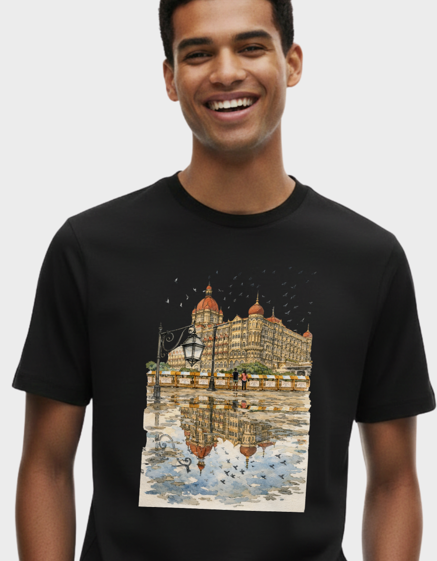 Mumbai Taj Art Unisex Classic Crew T-Shirt