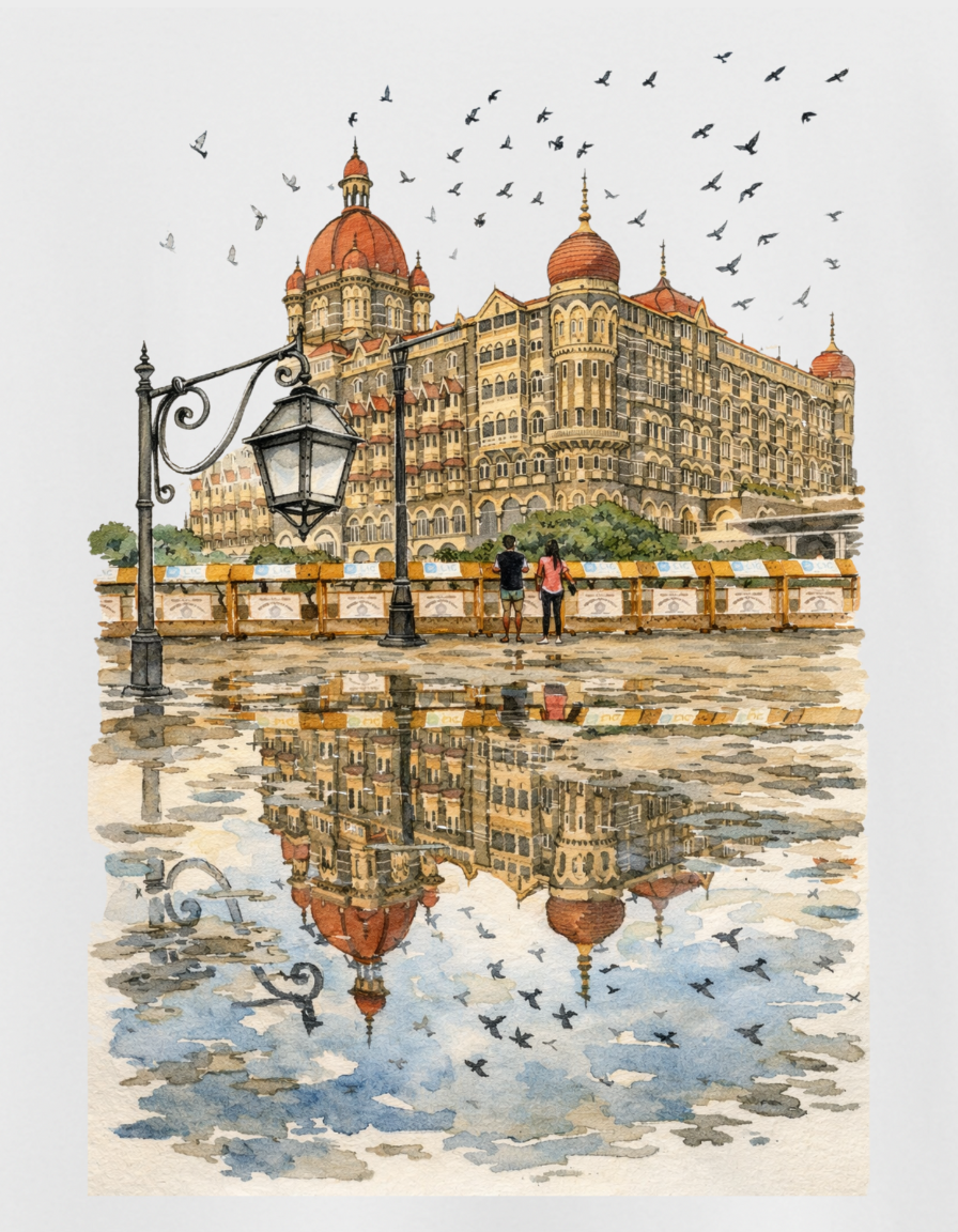 Mumbai Taj Art Unisex Classic Crew T-Shirt