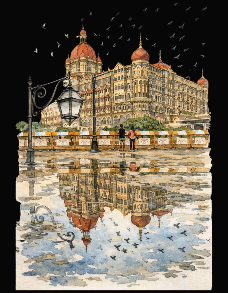 Mumbai Taj Art Unisex Classic Crew T-Shirt