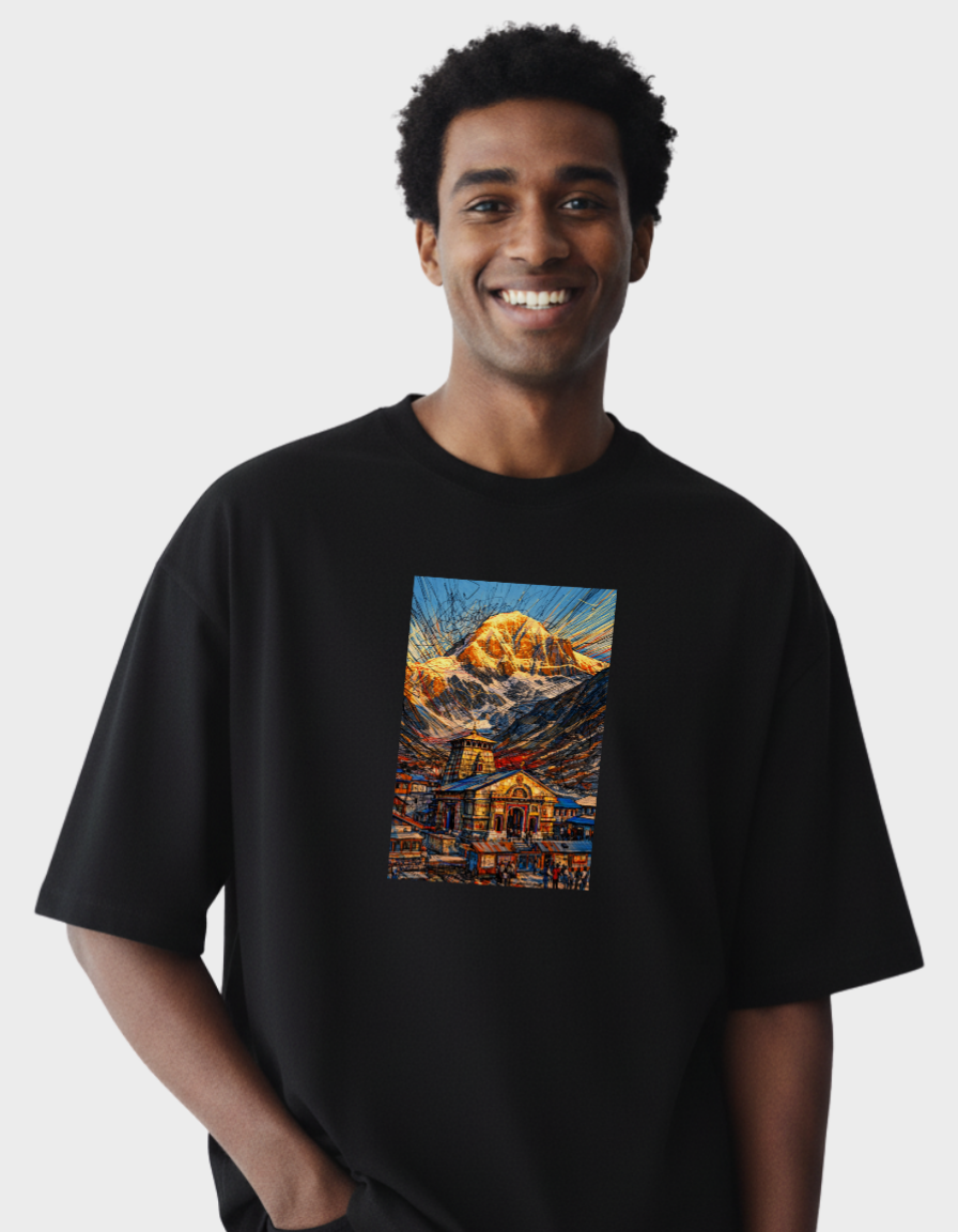Himalayan Temple Art Unisex Oversized T-Shirt