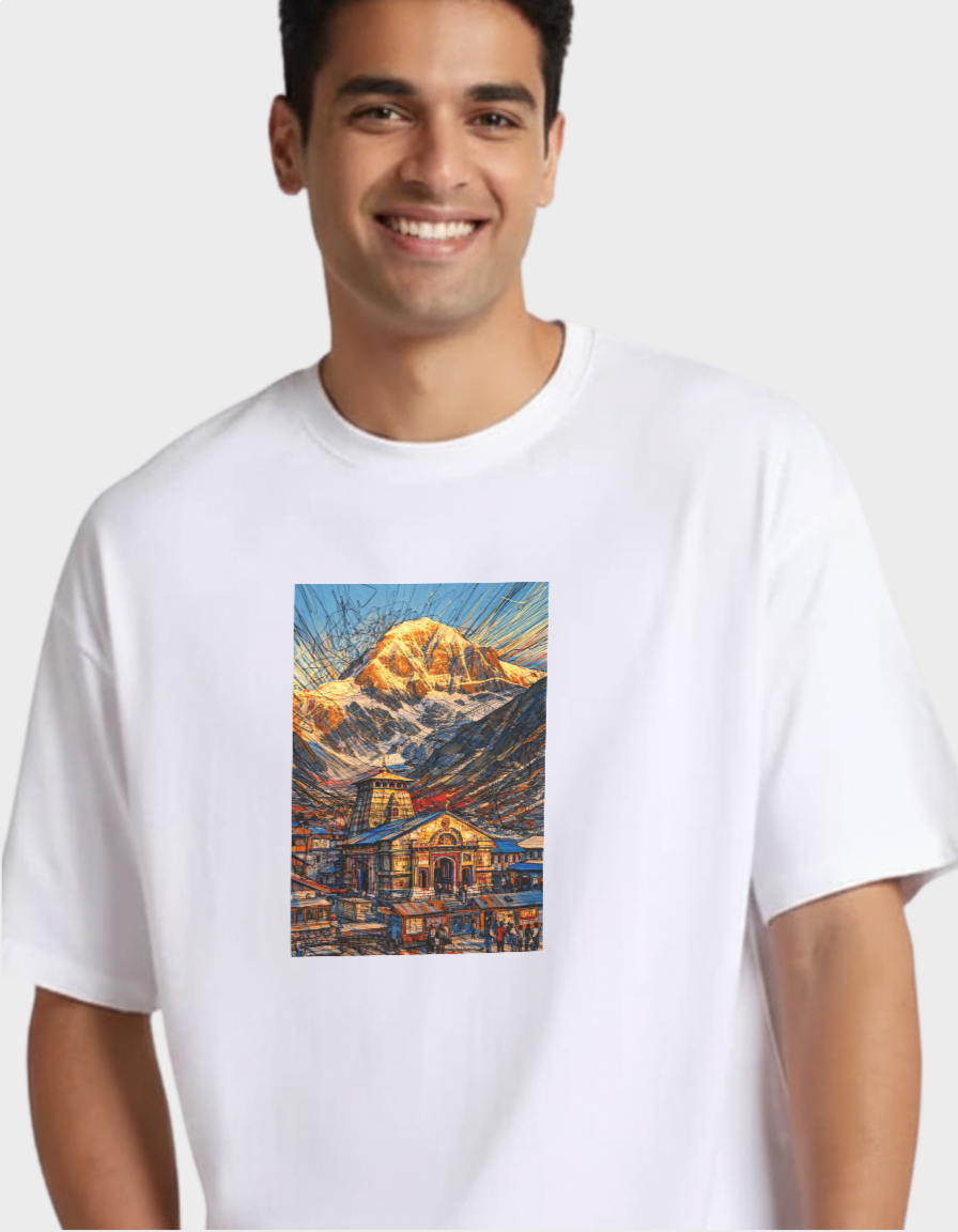 Himalayan Temple Art Unisex Oversized T-Shirt