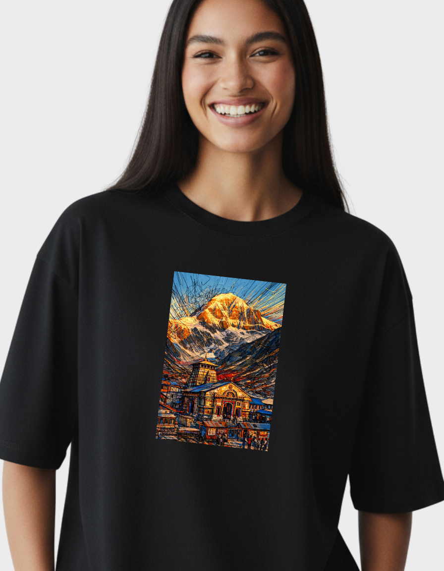 Himalayan Temple Art Unisex Oversized T-Shirt
