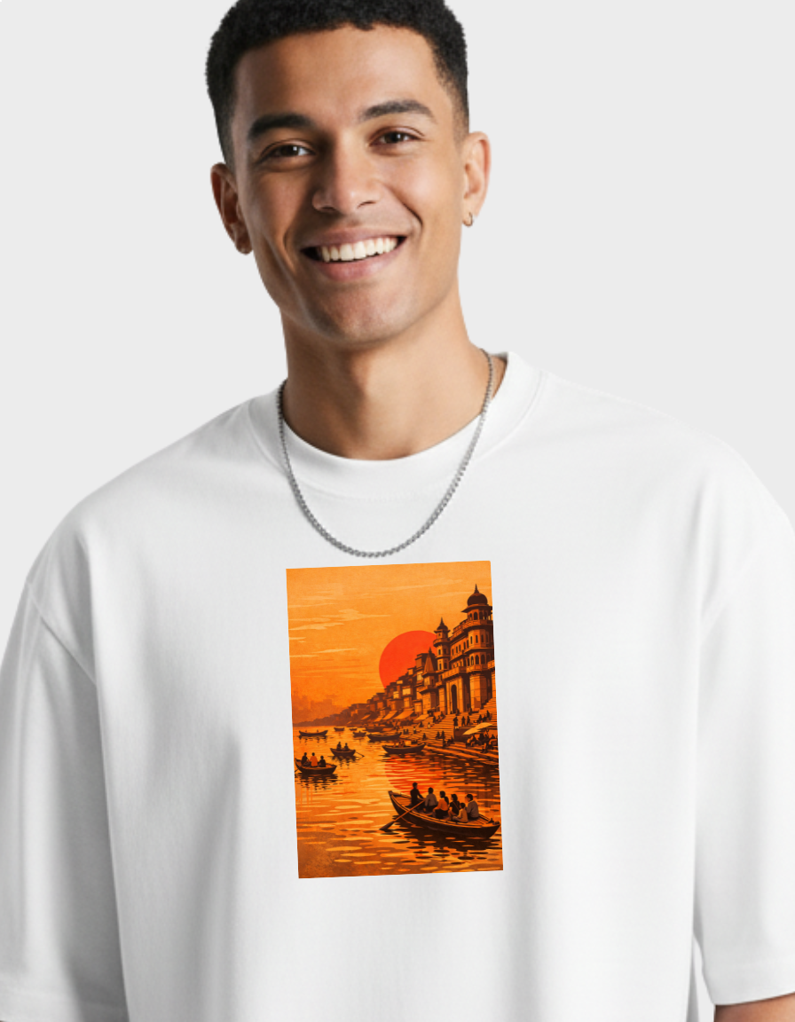 Varanasi Ghat -Unisex Oversized Standard T-Shirt
