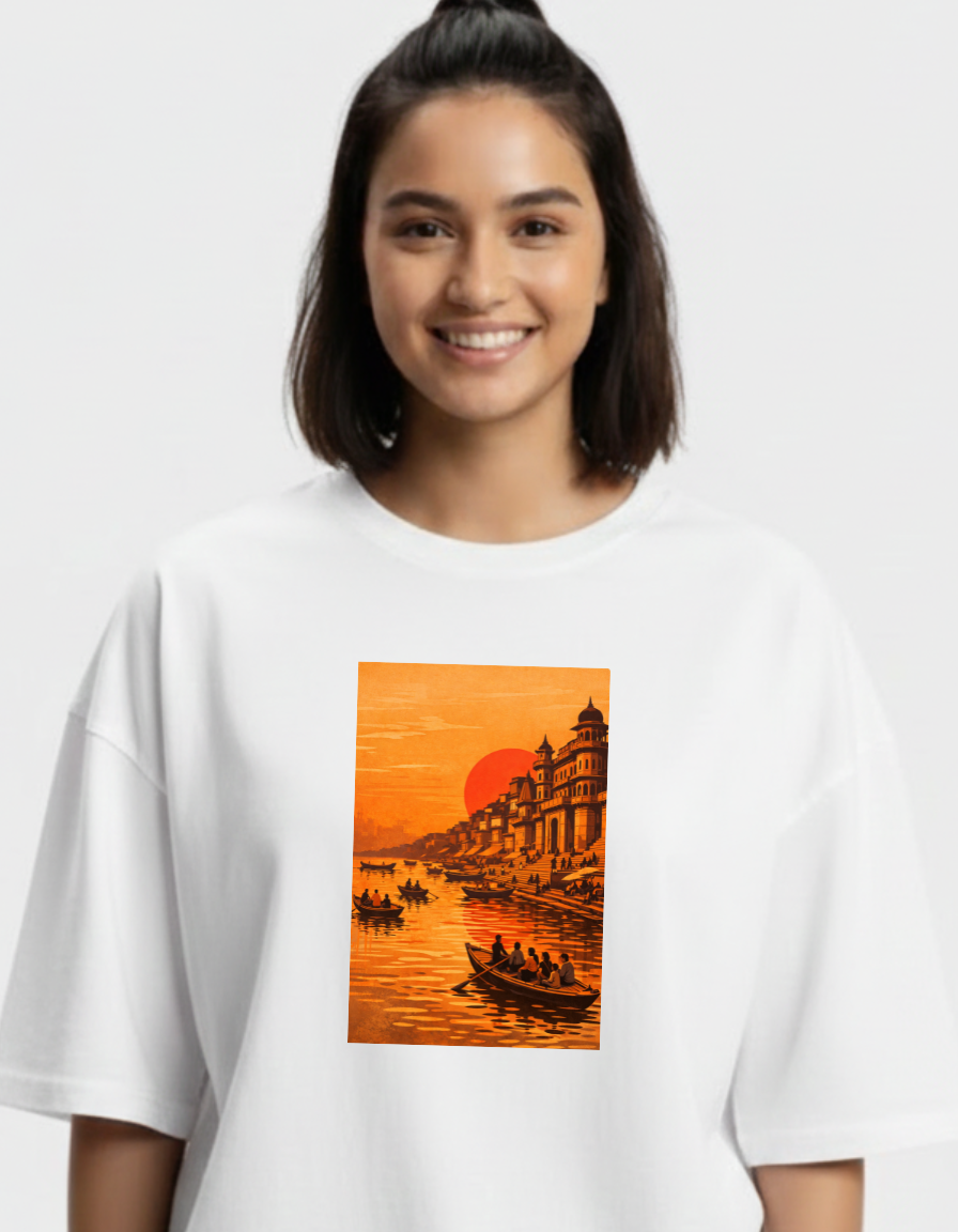 Varanasi Ghat -Unisex Oversized Standard T-Shirt