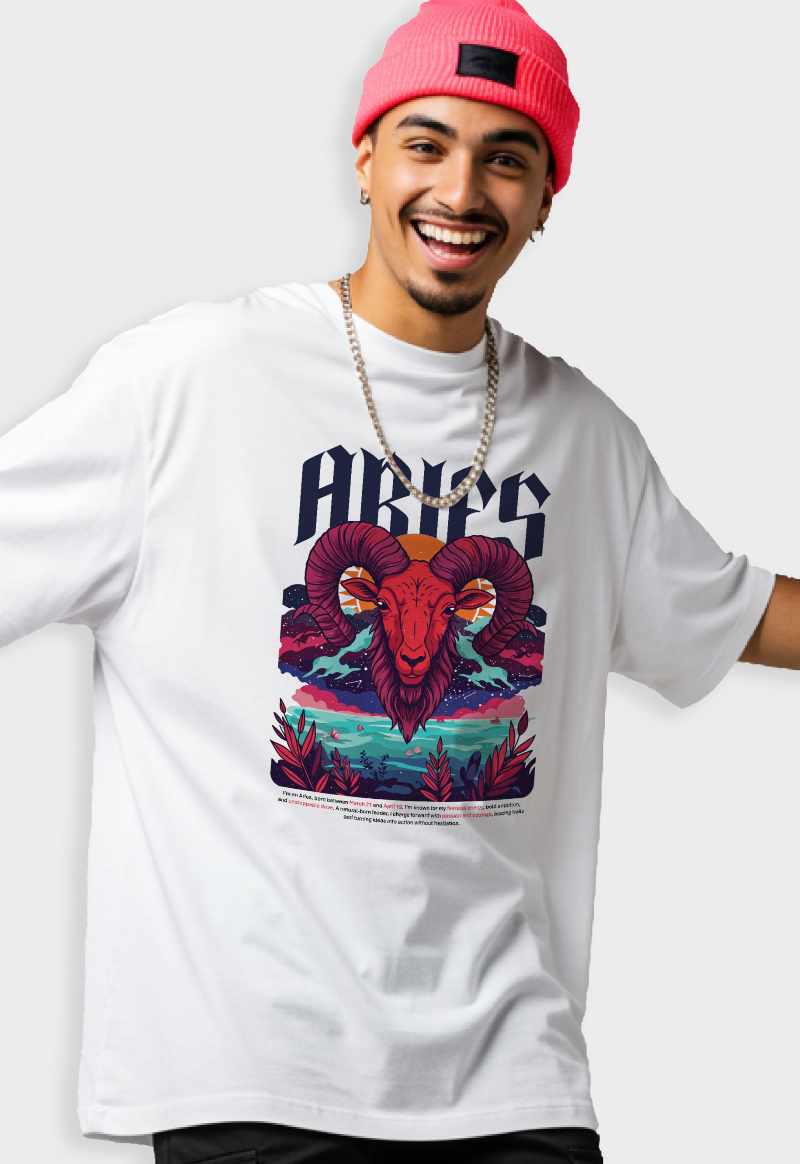 Aries Zodiac Unisex Oversized T-Shirt