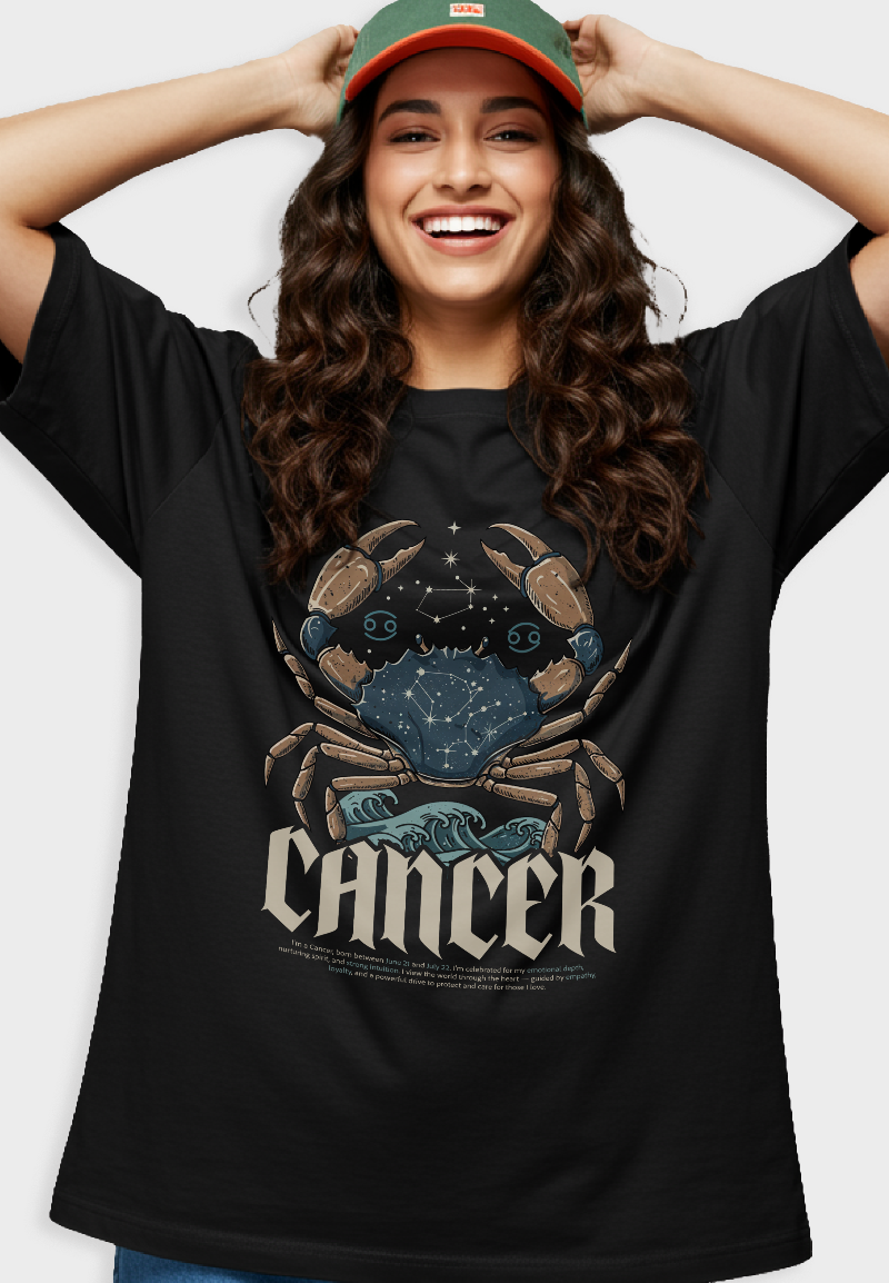 Cancer Zodiac Unisex Oversized T-Shirt