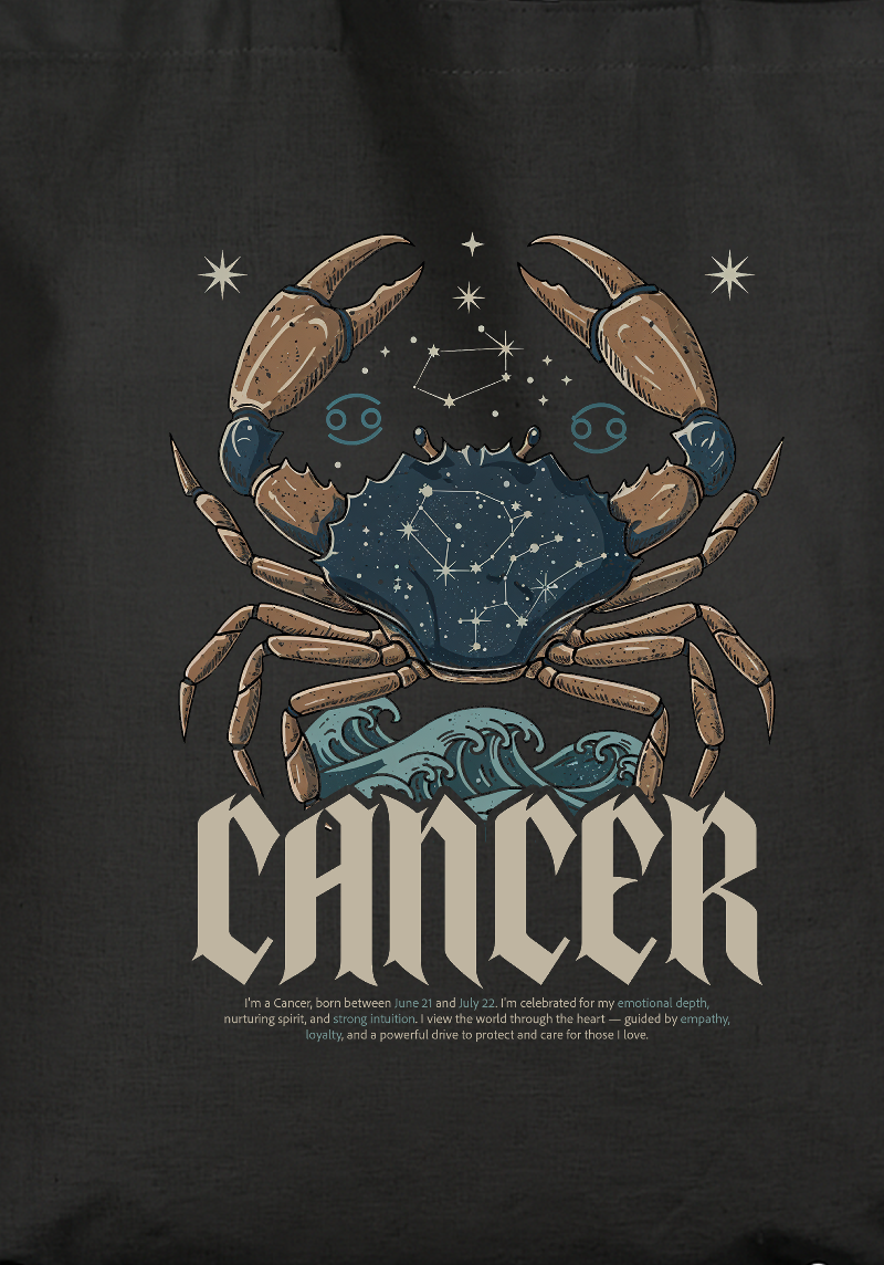 Cancer Zodiac Tote Bag – Astrology-Inspired Celestial Crab Design