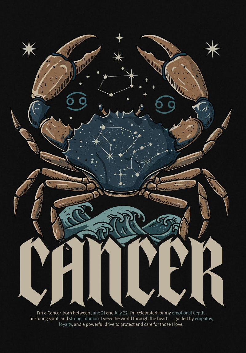 Cancer Zodiac Unisex Oversized T-Shirt