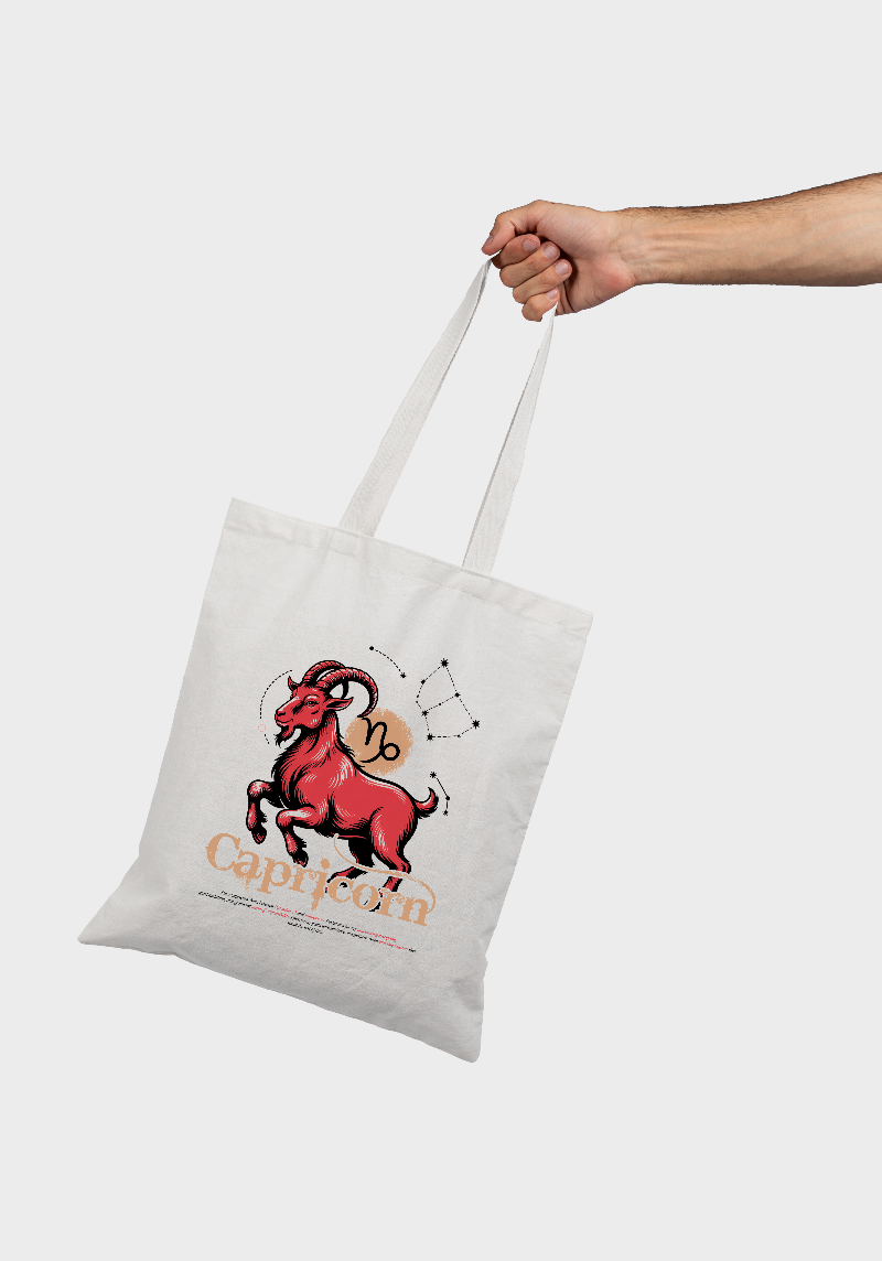 Capricorn Zodiac Tote Bag – Vintage Astrology Mountain Goat Design