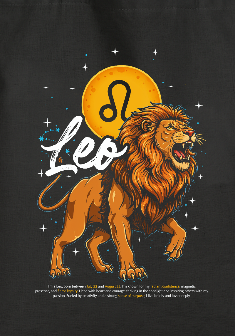Leo Zodiac Tote Bag – Fiery Lion Design for Radiant Personalities