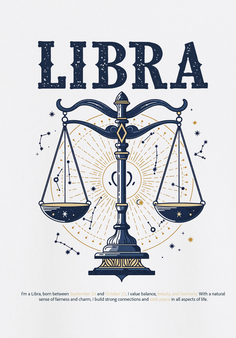 Libra Zodiac Unisex Oversized T-Shirt