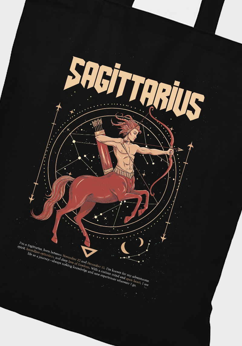 Sagittarius Zodiac Tote Bag – Centaur Archer Design for Free Spirits