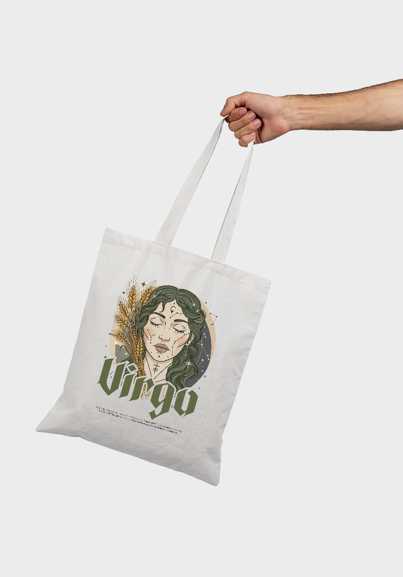 Virgo Zodiac Tote Bag – Ethereal Earth Goddess Design