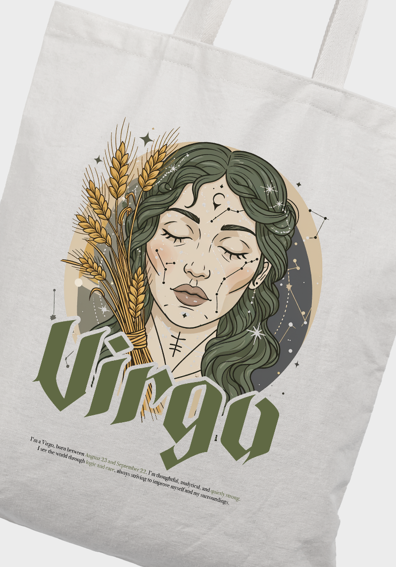 Virgo Zodiac Tote Bag – Ethereal Earth Goddess Design