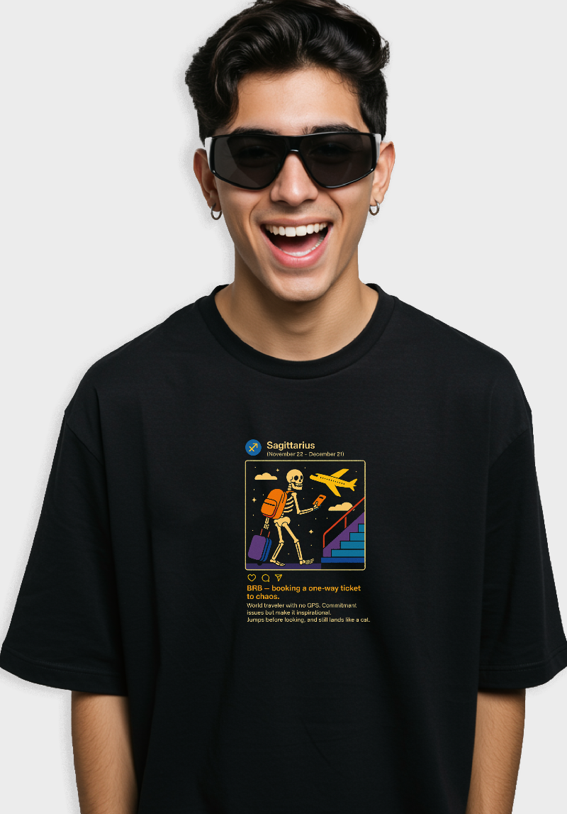 Sagittarius Meme Graphic- Unisex Oversized T-Shirt
